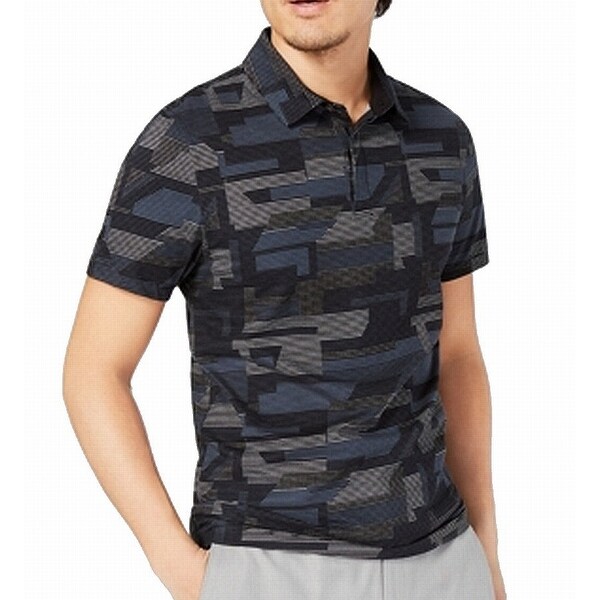 Shop Alfani Mens Black Size XL Geometric Pattern Polo ...