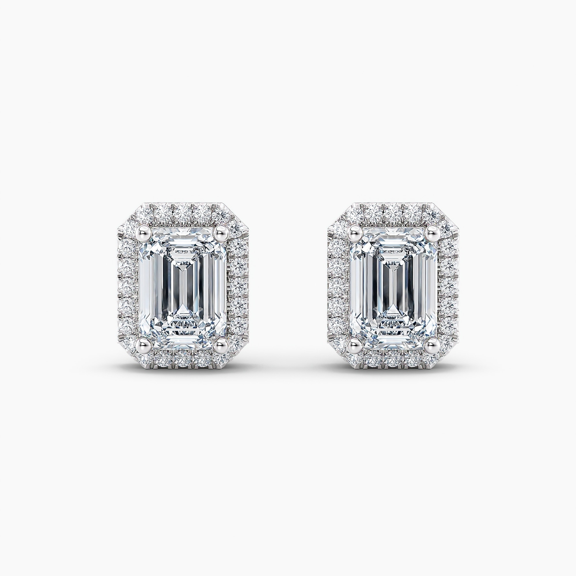 Auriya 14k Gold Lab Grown Halo Emerald Diamond Stud Earrings 0.50 to 8.00 ct. tw. Push-Back (E-F VS)