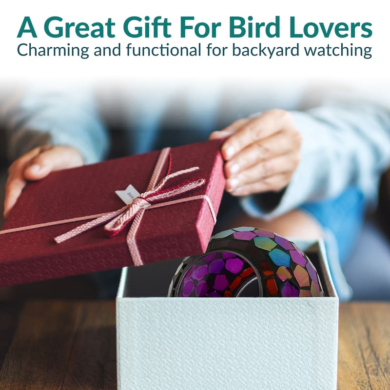 Sunnydaze Mosaic Fly-Through Hanging Bird Feeder - 6" - Iridescent Purple