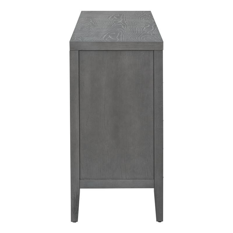 Storage Cabinet with Doors and Adjustable Shelves, Retro Sideboard Buffet Cabinet with Circular Groove Design Metal Door Handle
