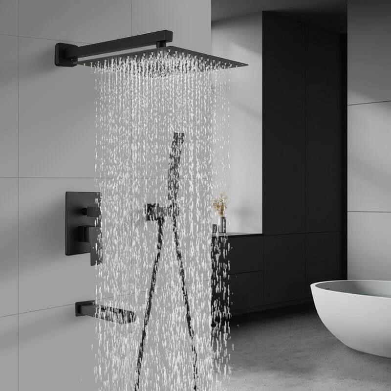 YASINU 3 Function Wall Mounted Handheld Shower Tub Faucet Trim Kit With Rough-in Valve