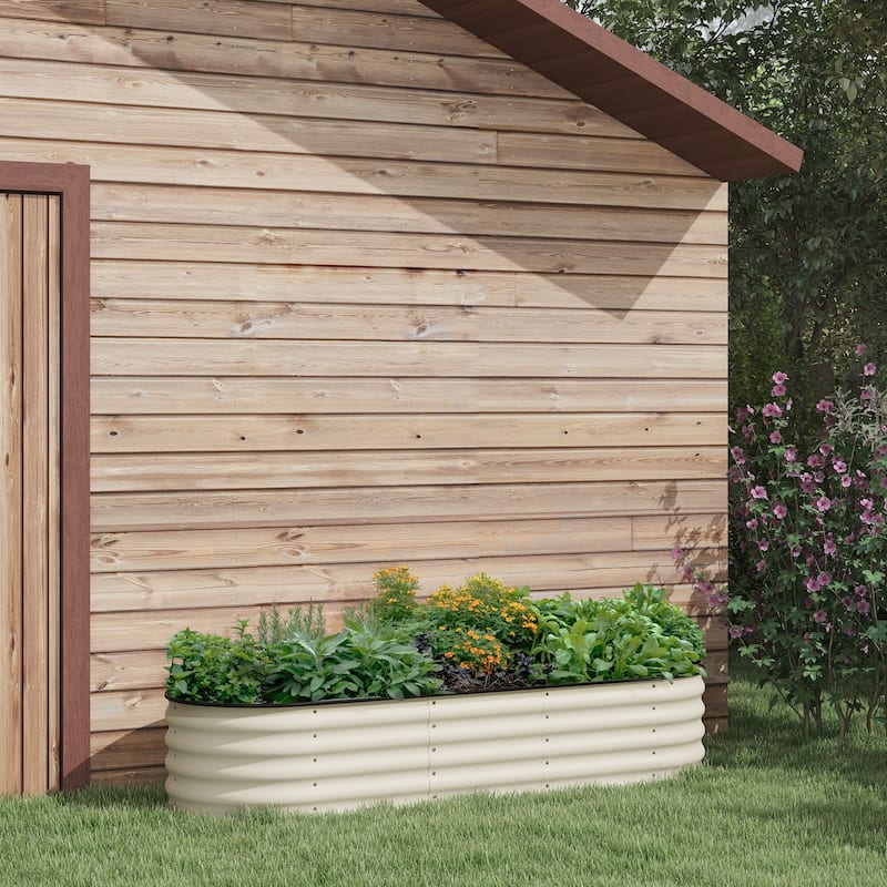 Countryside Style Garden Bed with Metal Side Panels and Corner Panels, for Backyard Patio Grow Vegetables Herb - 8' x 10'