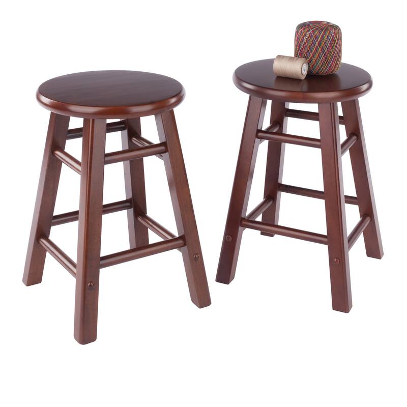 Element 2-Pc Square Legs Dining Stool Set, Walnut Finish - N/A