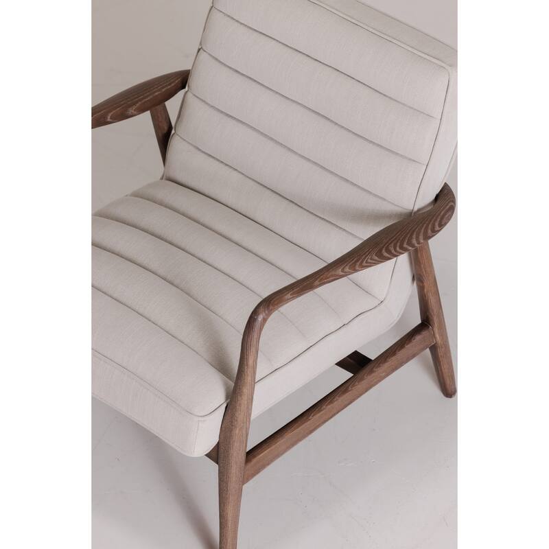 Aurelle Home Ash Wood and Upholstery Arm Chair - 30" wide x 27" deep