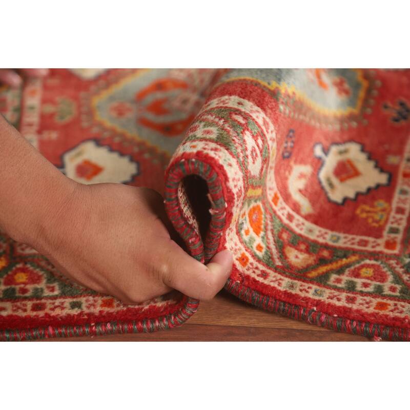 Traditional Shiraz Persian Vintage Square Rug Hand-Knotted Wool Carpet - 2'2" x 2'1"