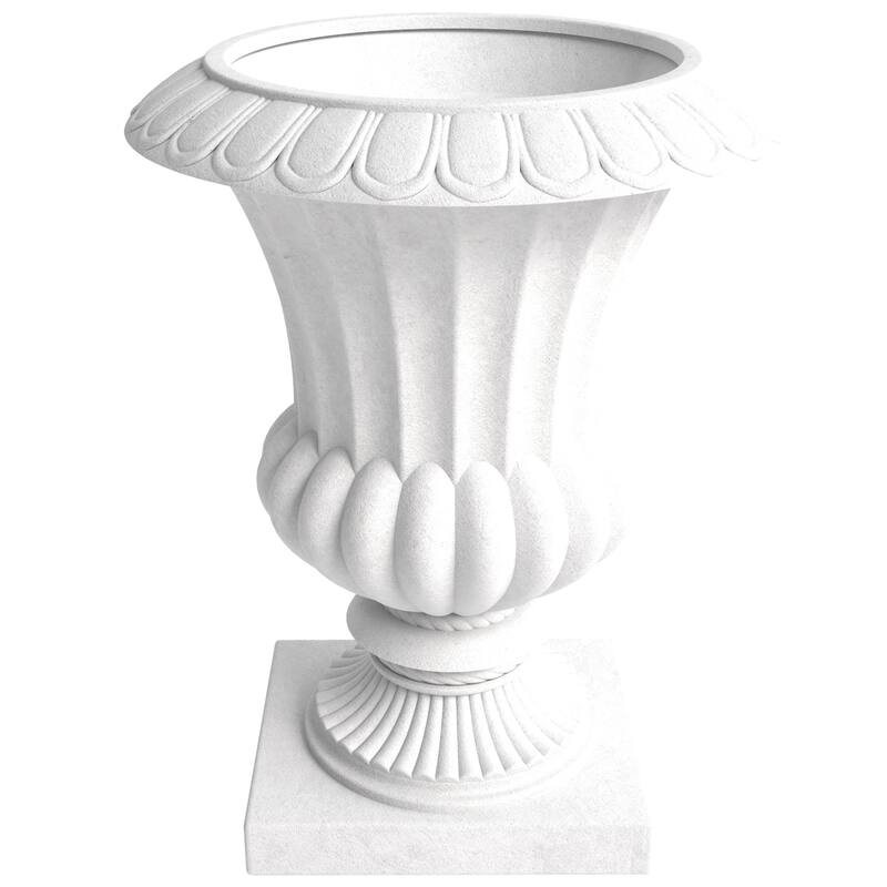 Lotus Elegant Urn Planter Pot in Fiberstone and MgO Clay with Drainage Holes for Indoor Outdoor Home Office Yard Patio Decor