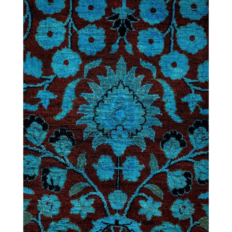 Overton Hand Knotted Wool Vintage Inspired Modern Contemporary Overdyed Blue Area Rug - 4' 2" x 6' 1"