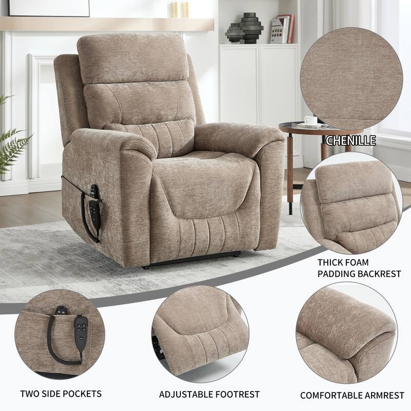 350 Lbs Leatherair Power Lift Recliner Chair,Heavy Duty Motion Mechanism With 8-Point Vibration Massage And Lumbar Heating