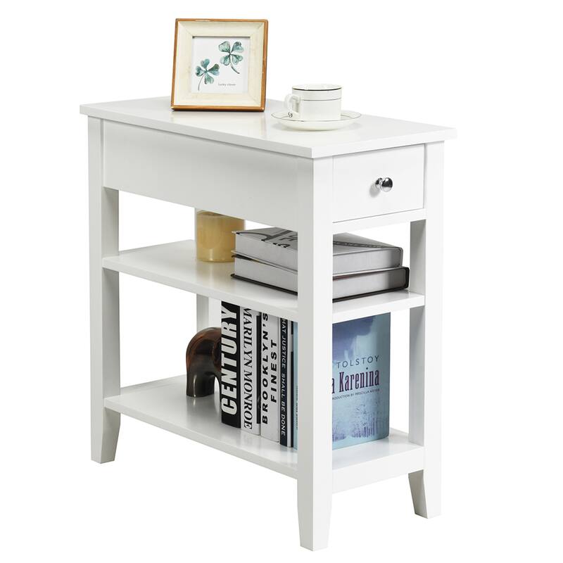 Gymax 3 Tier Nightstand Bedside Table Sofa Side End Table w/Double