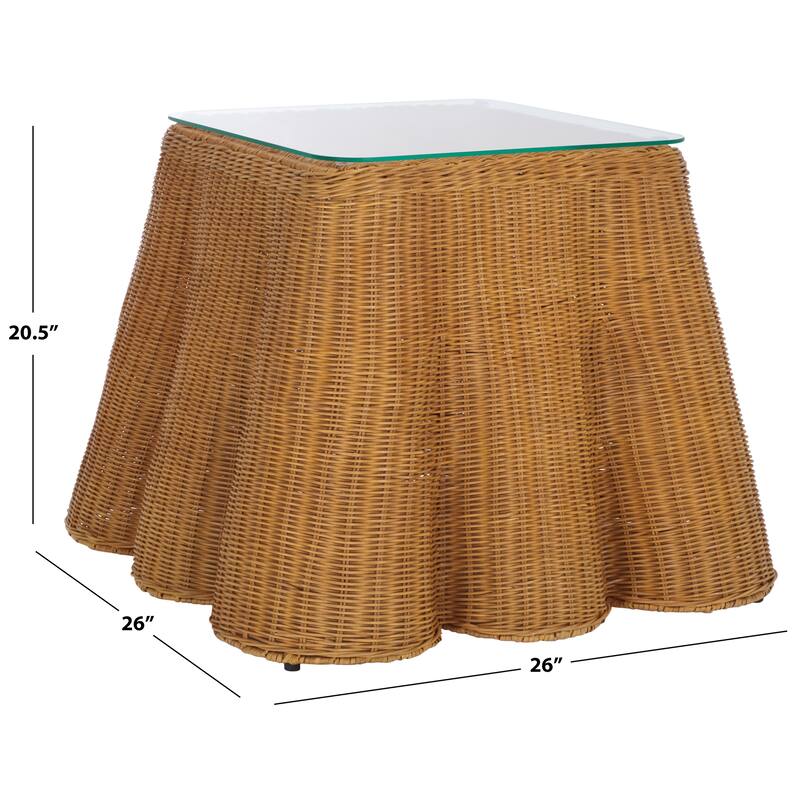 SAFAVIEH Couture Hylda Square Rattan Accent Table - 26"W x 26"D x 21"H