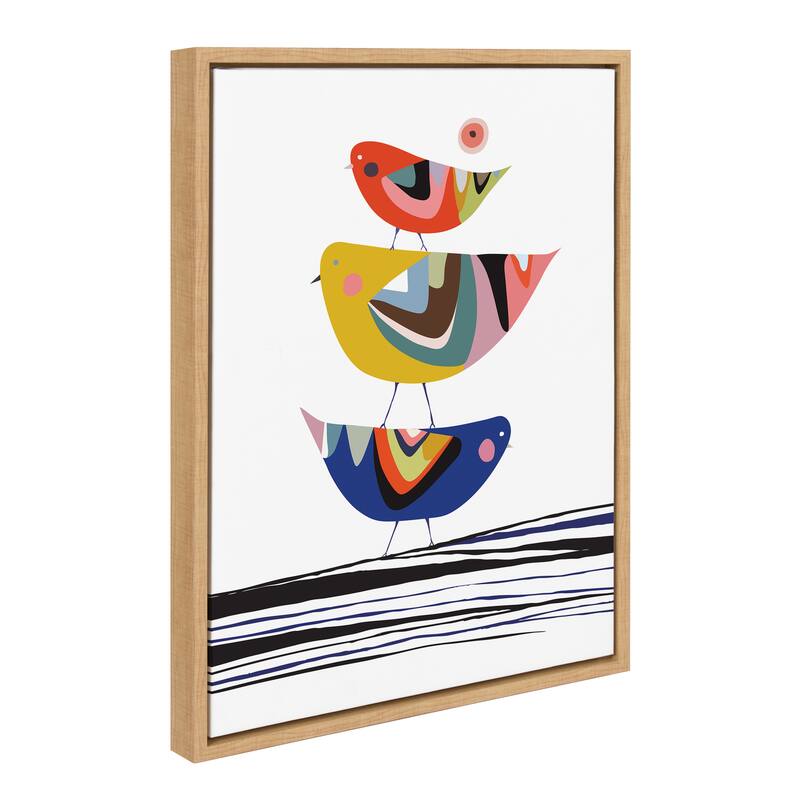 Kate and Laurel Sylvie Whimsy Modern Framed Canvas Set - Natural