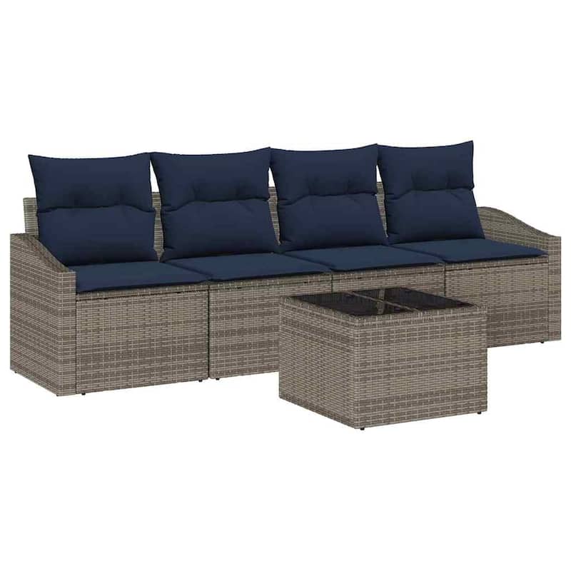 vidaXL 5 Piece Garden Sofa Set with Cushions - 91.7×24.4×27.2
