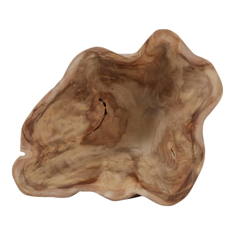 Rustic Teak Wood Hand-Carved Decorative Bowl Home Accent - 13" Brown - 13.0"