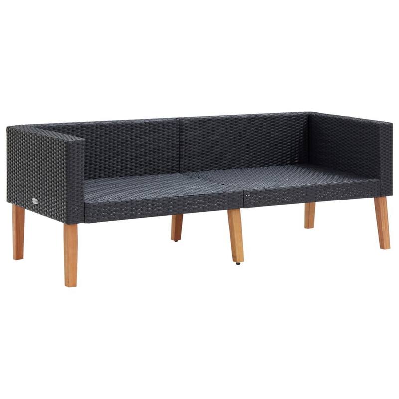 Joy Outdoor 2 Seater Sofa, White Cushion, Black Poly Rattan, 65 Inch