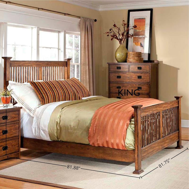 Oak Park Solid Wood Low Profile Standard Bed