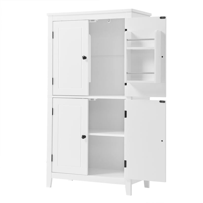 GDFStudio - Amelia Tall Freestanding Bathroom Cabinet with Adjustable Shelves and Secure Storage