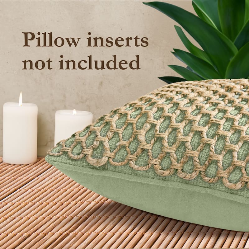 Boho Living Jada Braided Cotton/Jute Throw Pillow Covers