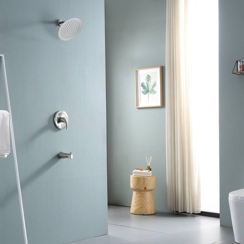 10 in. Wall Mounted Single-Handle 2-Spray Round Tub and Shower Faucet