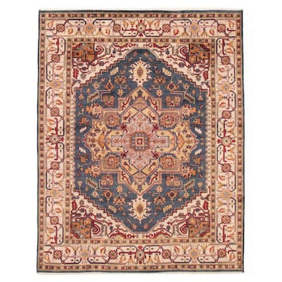 ECARPETGALLERY Hand-knotted Serapi Heritage Dark Blue Wool Rug - 7'10 x 9'10