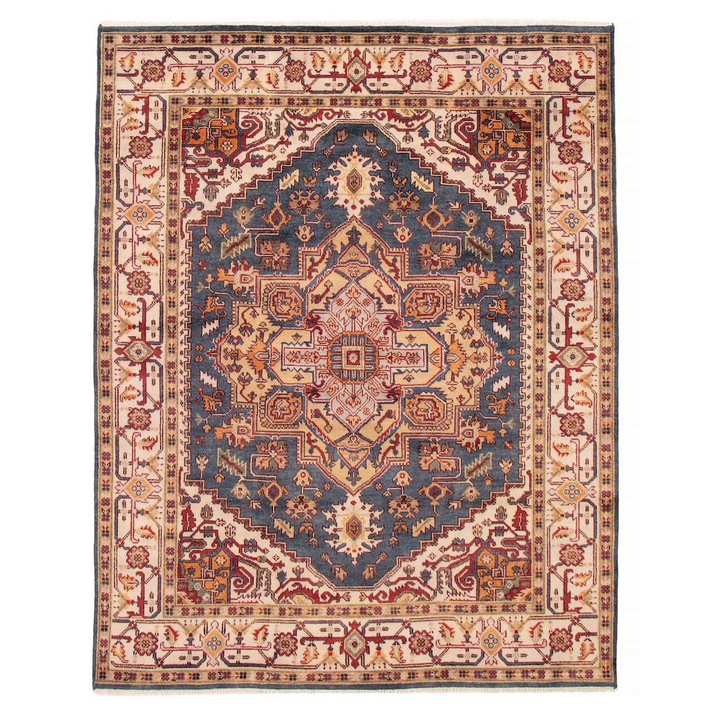 ECARPETGALLERY Hand-knotted Serapi Heritage Dark Blue Wool Rug - 7'10 x 9'10