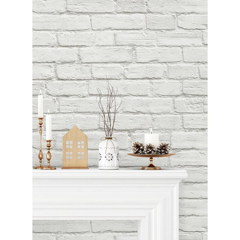 NextWall Winter Vintage Brick Christmas Peel and Stick Wallpaper - 20.5 in. W x 18 ft. L