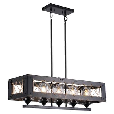 Noah 31.5 in. 5-Light Farmhouse Chandelier Light, Suitable for Living/Dining Room