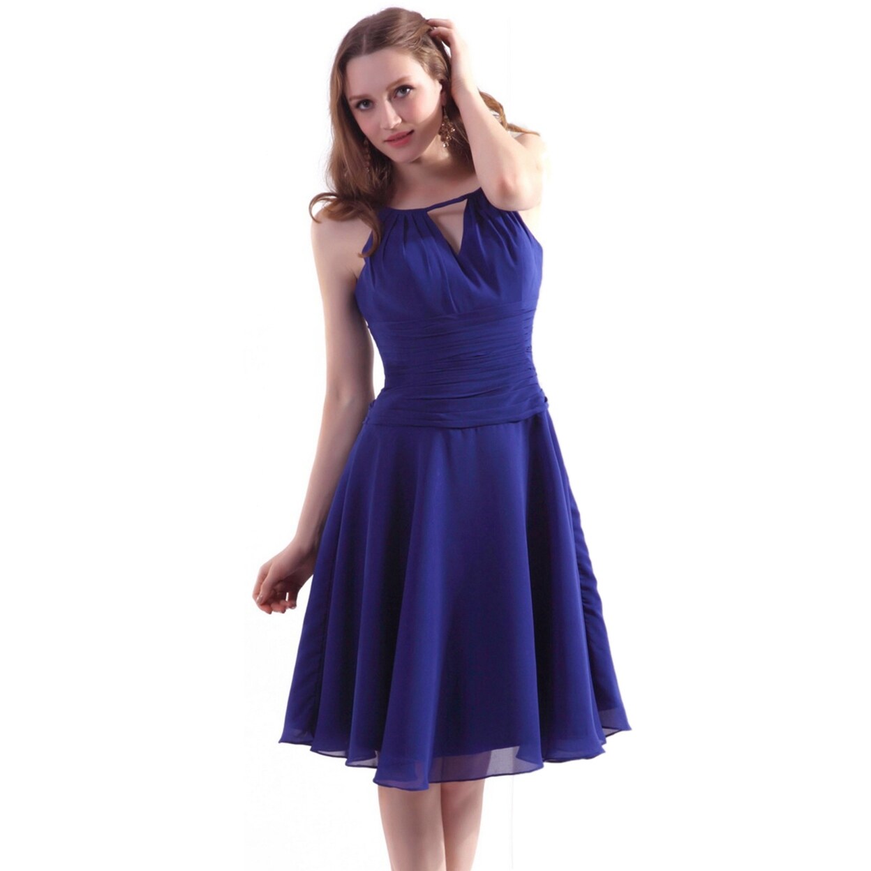 long chiffon dress with keyhole detail
