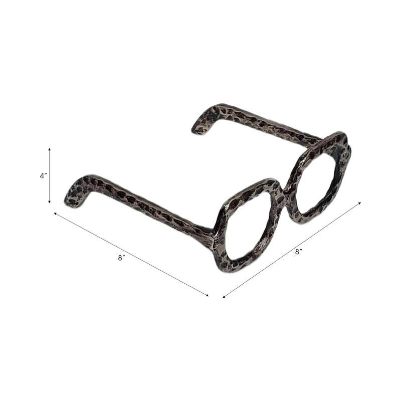 Metal Decorative Object Eyewear-Shaped Sculpture with Textured Design