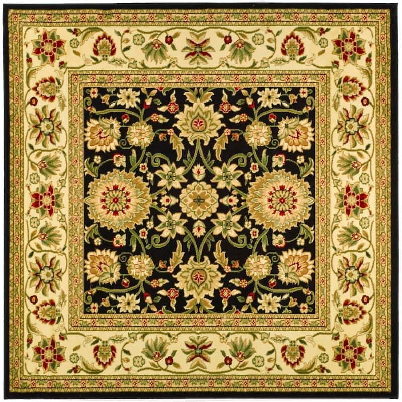 SAFAVIEH, Lyndhurst Marsha Traditional Area Rug - 5'3" Square - Black/Ivory