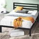 preview thumbnail 1 of 8, Priage by ZINUS Black Metal Platform Bed Frame w/ Headboard