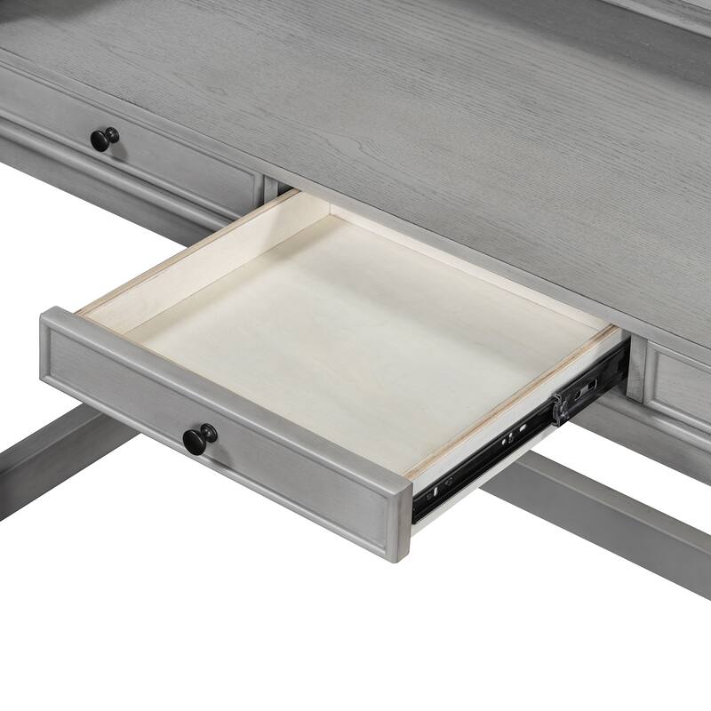 Roomfitters Kitchen Counter Height Bar Table Set, 3 Drawers, Pub Dining Furniture with Power Ports