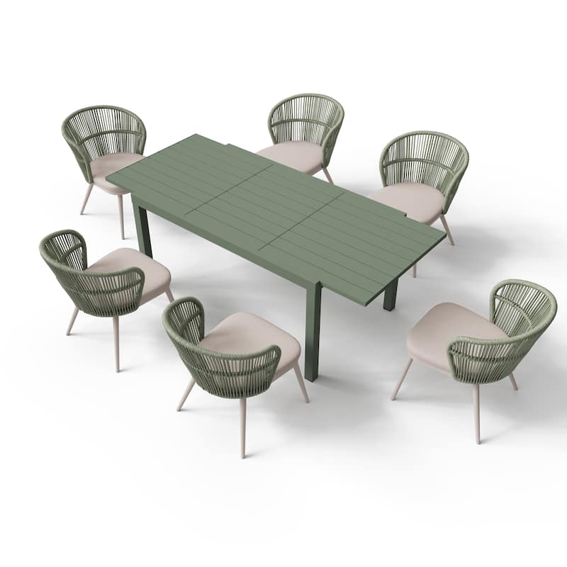 Outdoor Patio Dining Set Chairs and Extendable Table