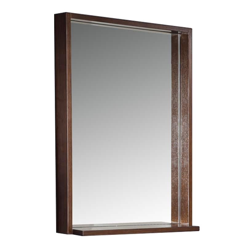 Fresca Allier 31-1/2" x 21-5/8" Plywood Framed Mirror with Shelf - Wenge Brown