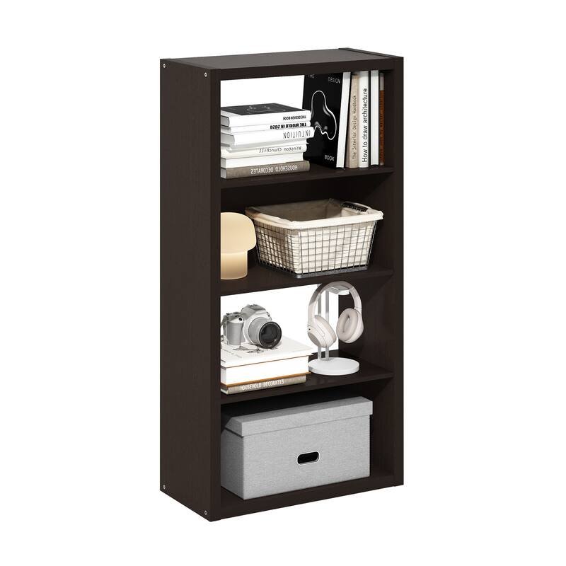 Furinno Viola 4-Tier Open Shelf Bookcase, Bookshelf, Dark Oak