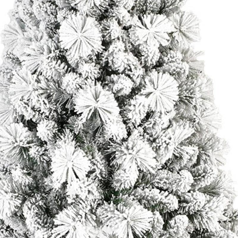 HomeRoots 9' Green And White Slender Flocked Pine Christmas Tree