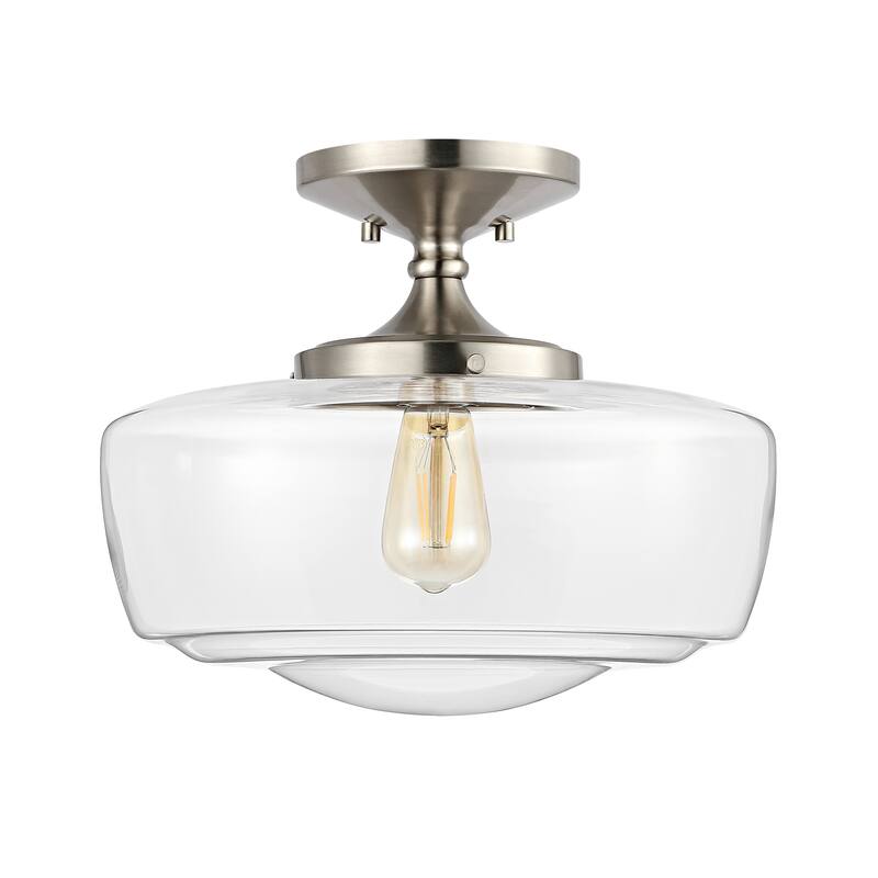 Gaines Glass/Iron Farmhouse Modern LED Flush Mount, by JONATHAN Y