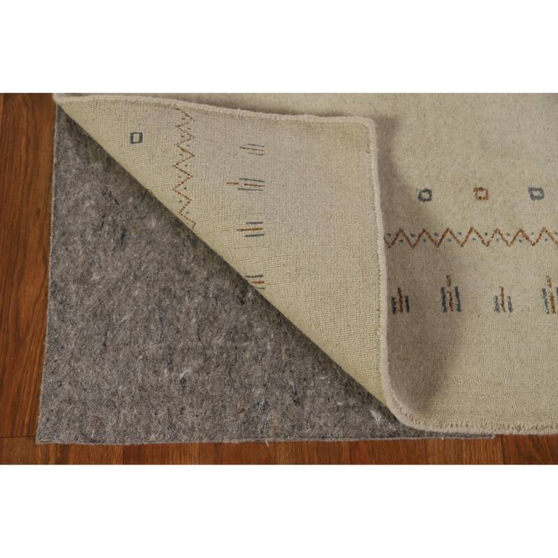 Hand Knotted Oriental 100% Wool Carpet Tribal Tribal Beige & Ivories Gabbeh Area Rug - 3' 0'' X 2' 0''