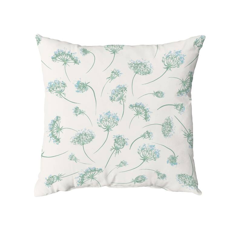 Wishing Flowers Throw Pillow - 16" x 16" - Green