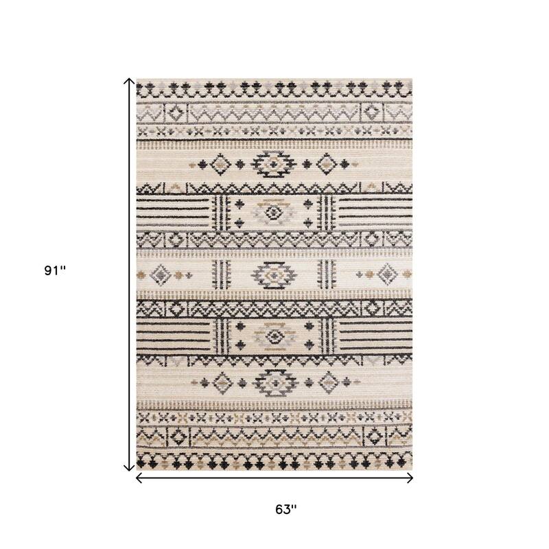 HomeRoots Tribal Modern Rectangle Area Rug - 5' X 8'