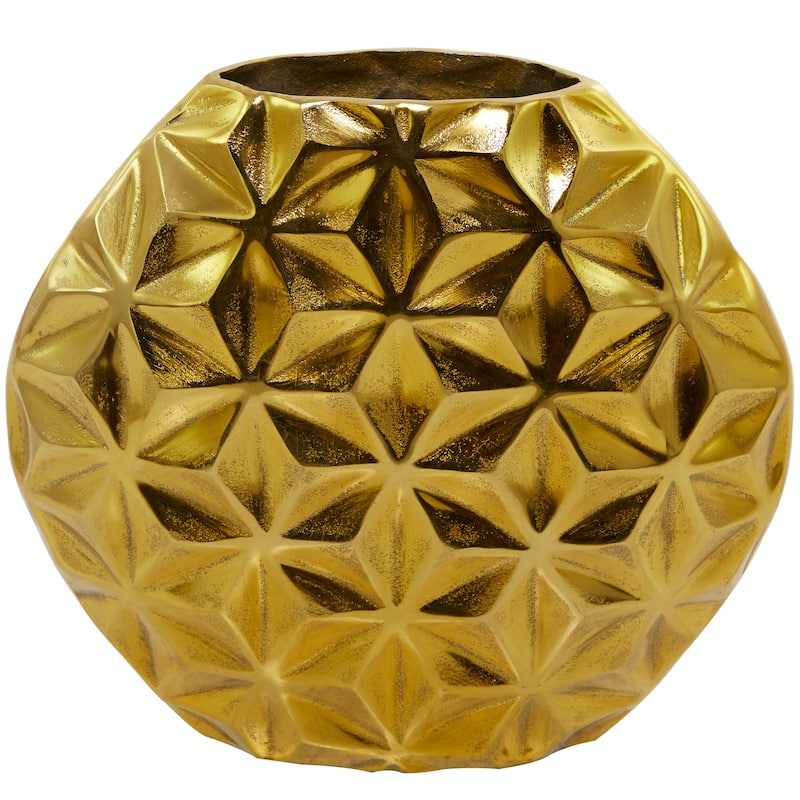 CosmoLiving by Cosmopolitan Aluminum Metal Faceted Geometric Vase - Black, Silver, Gold