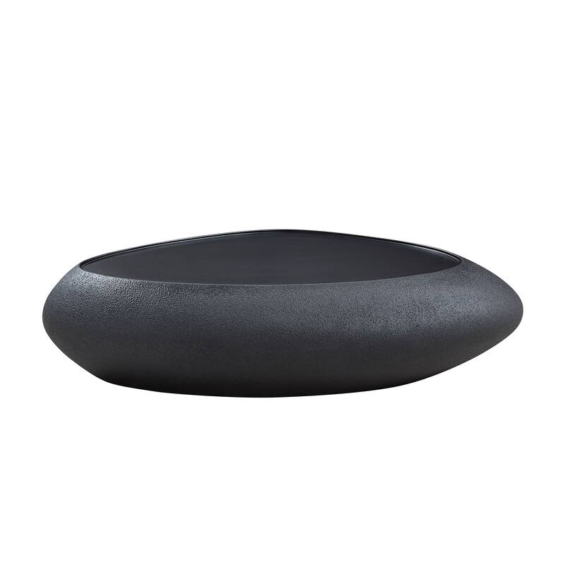 47.24" Fiberglass Oval Faux Matte Rocks Coffee Table