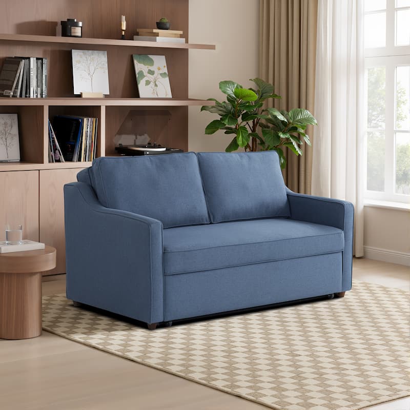 Serta Carey Convertible Sofa in Chenille Fabric - Navy