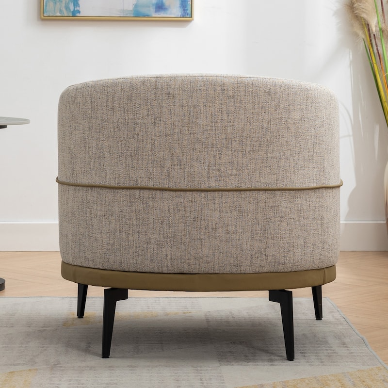 Modern Two-tone Barrel Fabric Chair,Upholstered Round Armchair,Accent Chair