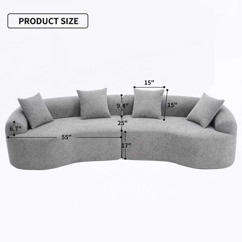 Curved Loveseat White Full Compression Sponge Sofa