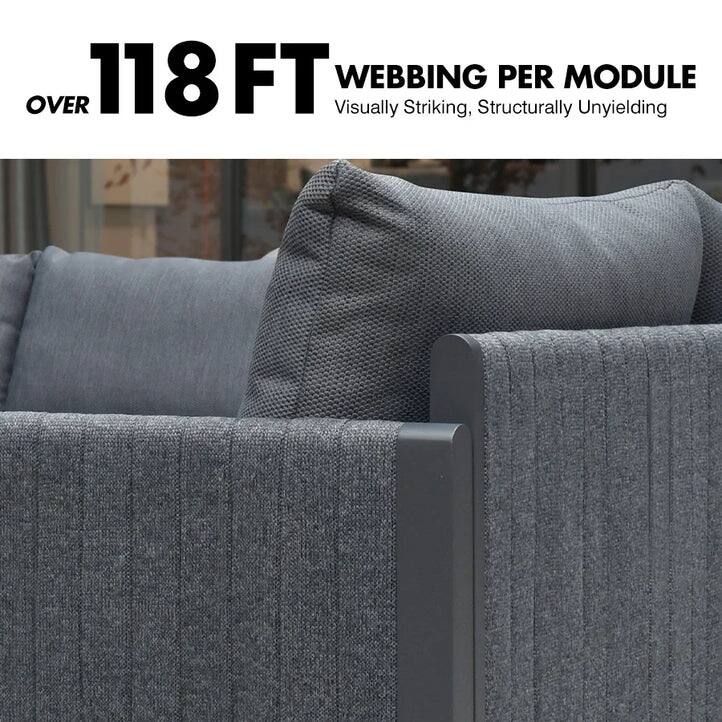 PURPLE LEAF Santorini L-shape 10 Piece Grey Sofa with Ottoman and Cushion for Poolside Garden Outdoor Patio Conversation Set