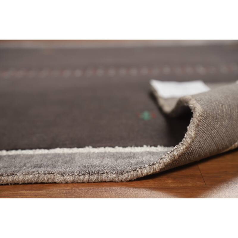 Hand Knotted Oriental 100% Wool Carpet Tribal Tribal Greys & Charcoal Gabbeh Area Rug - 7' 10'' X 5' 5''
