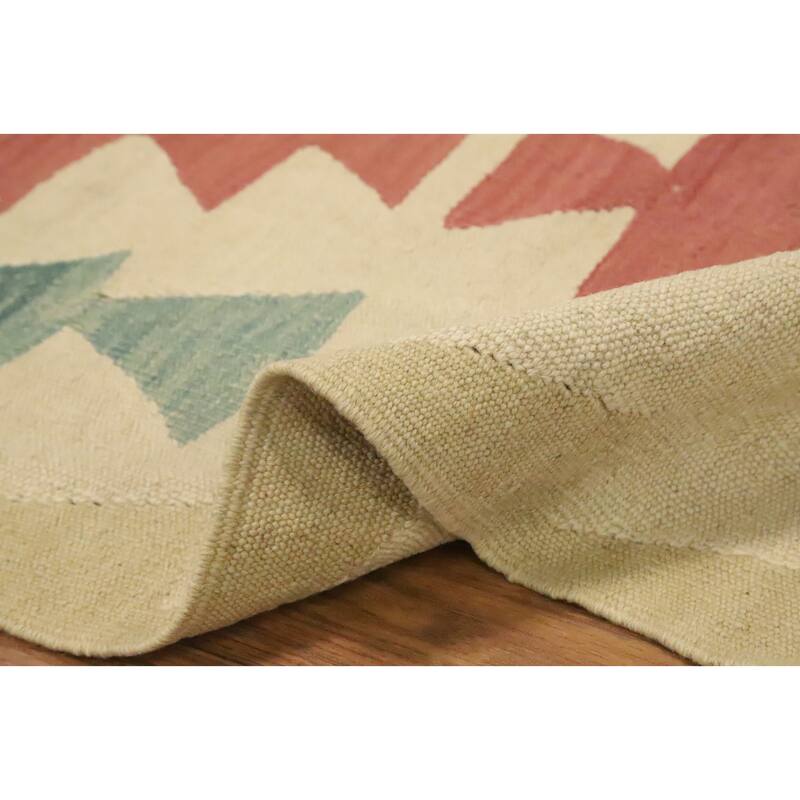 Hand Woven Oriental 100% Wool Carpet Southwestern Tribal Multi-Colored Kilim Area Rug - 8' 10'' X 6' 0''