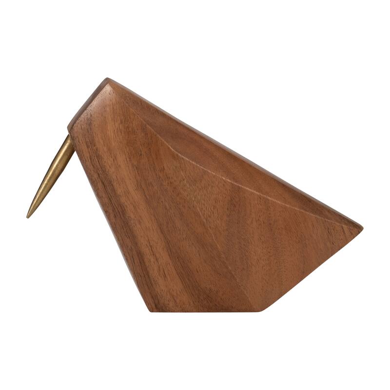 Sagebrook Home Wood, Standing Bird, Brown, Novelty, Solid Color - 9" x 3" x 6" - Brown