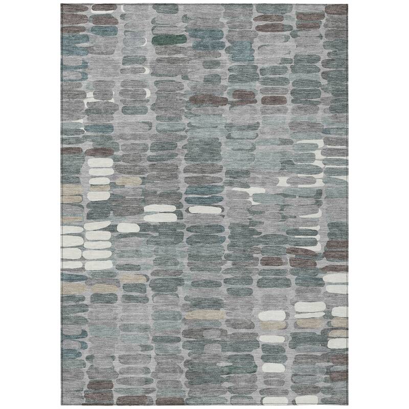 Machine Washable Indoor/ Outdoor Modern Caps Chantille Rug
