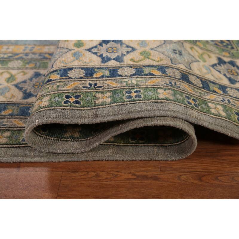 Traditional / Geometric Kazak Area Rug Handmade Wool Carpet - 10'0"x 13'2"